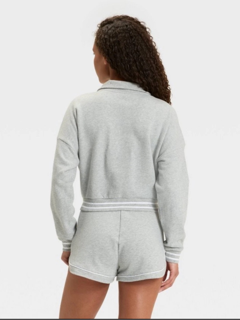 JoyLab Gray Cropped Quarter Zip Sweatshirt M - Picture 2 of 8